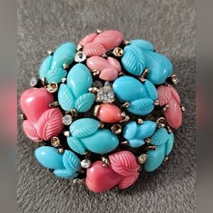 1940's Signed Crown Trifari Alfred Philippe Pastel Fruit Salad brooch Rare